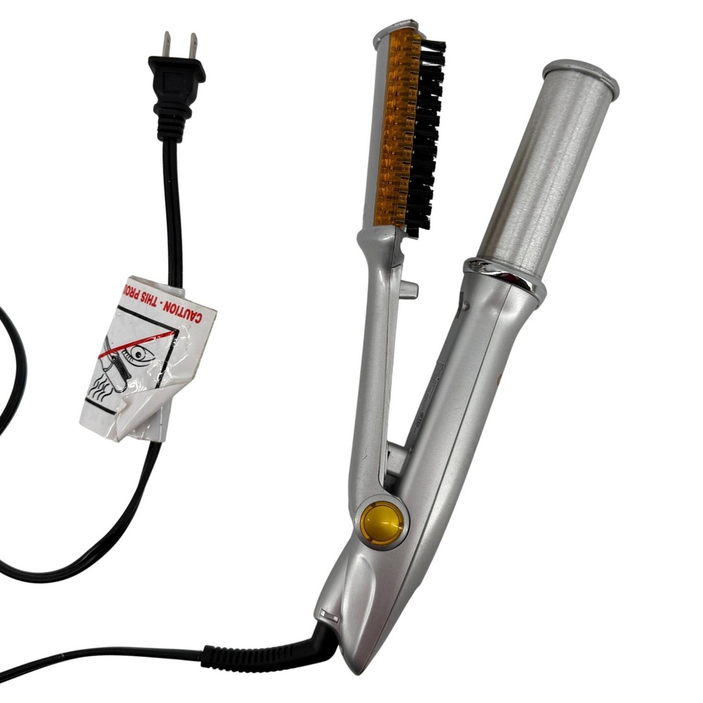 InStyler Original Rotating Curling Iron Brush IS1001 Silver Orange 1.25" Works